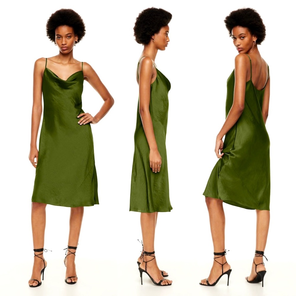Wilfred Only Cowlneck Slip Satin Midi Dress Size L